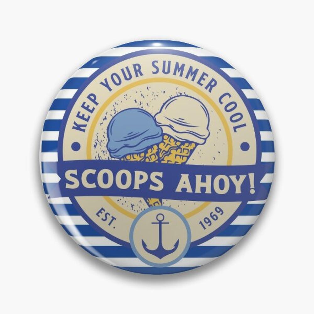 Pin Button Badge - Scoop ahoy- striped Pin Buttons spille