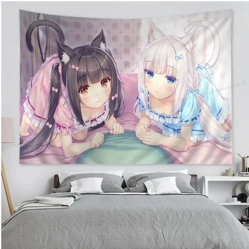 Wall Scroll Tapestry - VIKAMA Tapestry Anime Cat Girl Stile