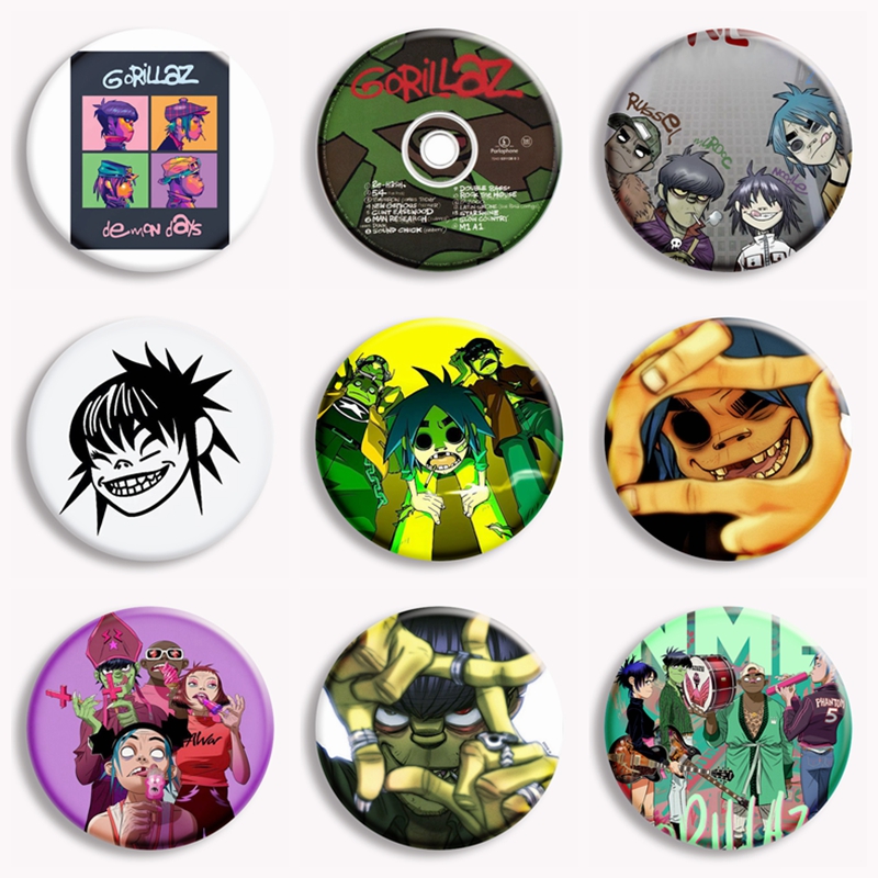 Pin Button Badge - Gorillaz Rock Band Anime Spilla con